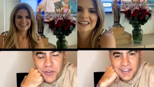 El presentador Carlos Calero rezó el rosario junto a Rochi Stevenson.