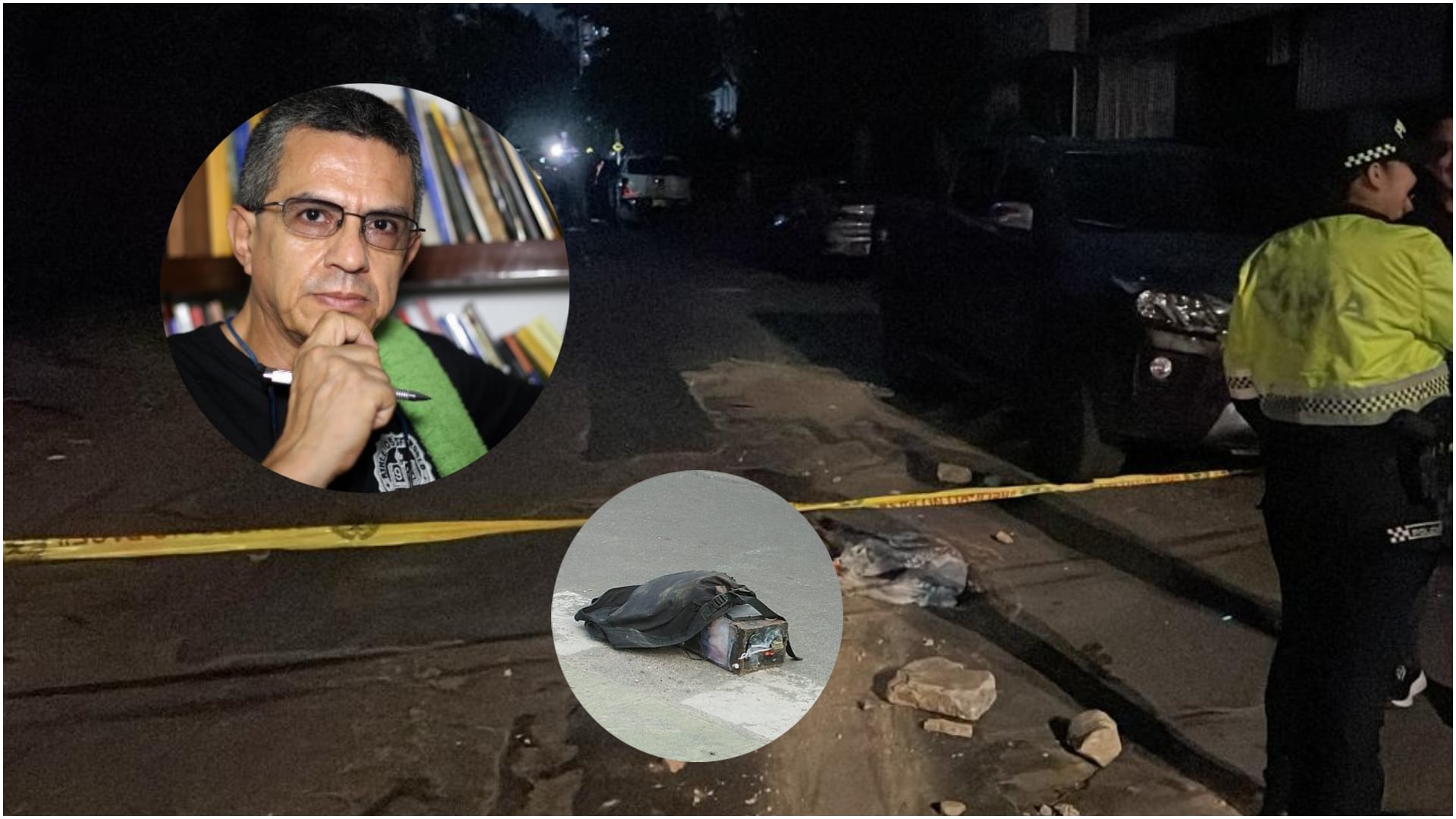 Maleta con explosivos encontrada en Bogotá iría dirigida a Gabriel Ángel, firmante de paz del Partido Comunes (Foto de Juan Pablo Pino y redes sociales de Gabriel Ángel)