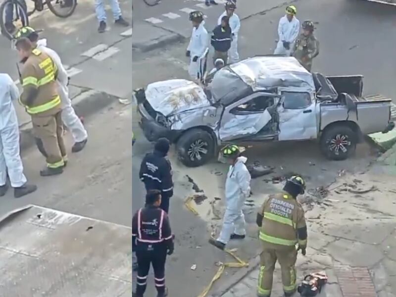 Impresionante accidente: conductor perdió el control de su vehículo y cayó de un puente en Bogotá