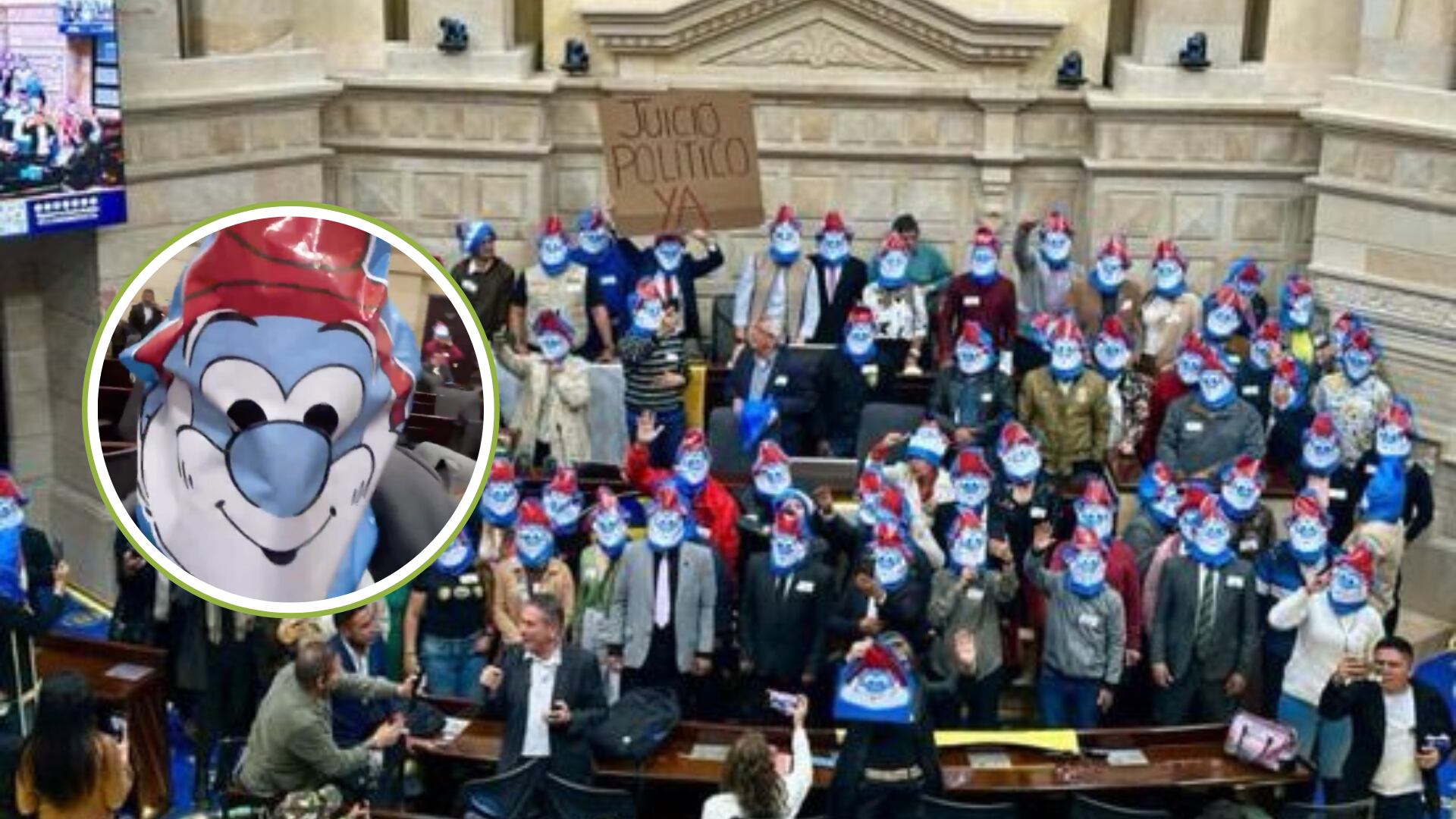 Papá Pitufo se tomó el Congreso de la República: esta fue la curiosa protesta de los representantes