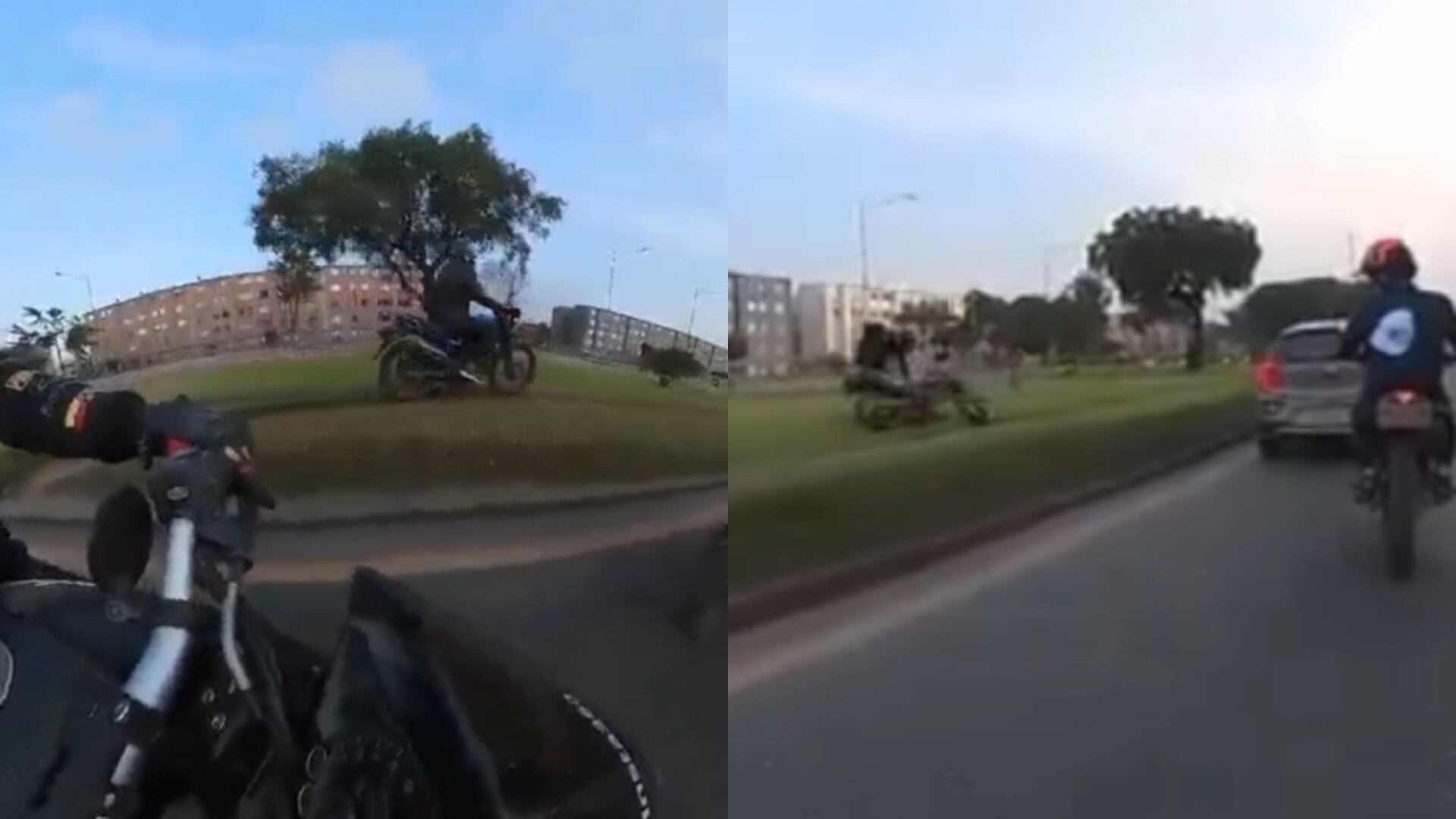 Motociclista imprudente se quiso ‘mandar’ por el separador para evitar el trancón y terminó cayéndose