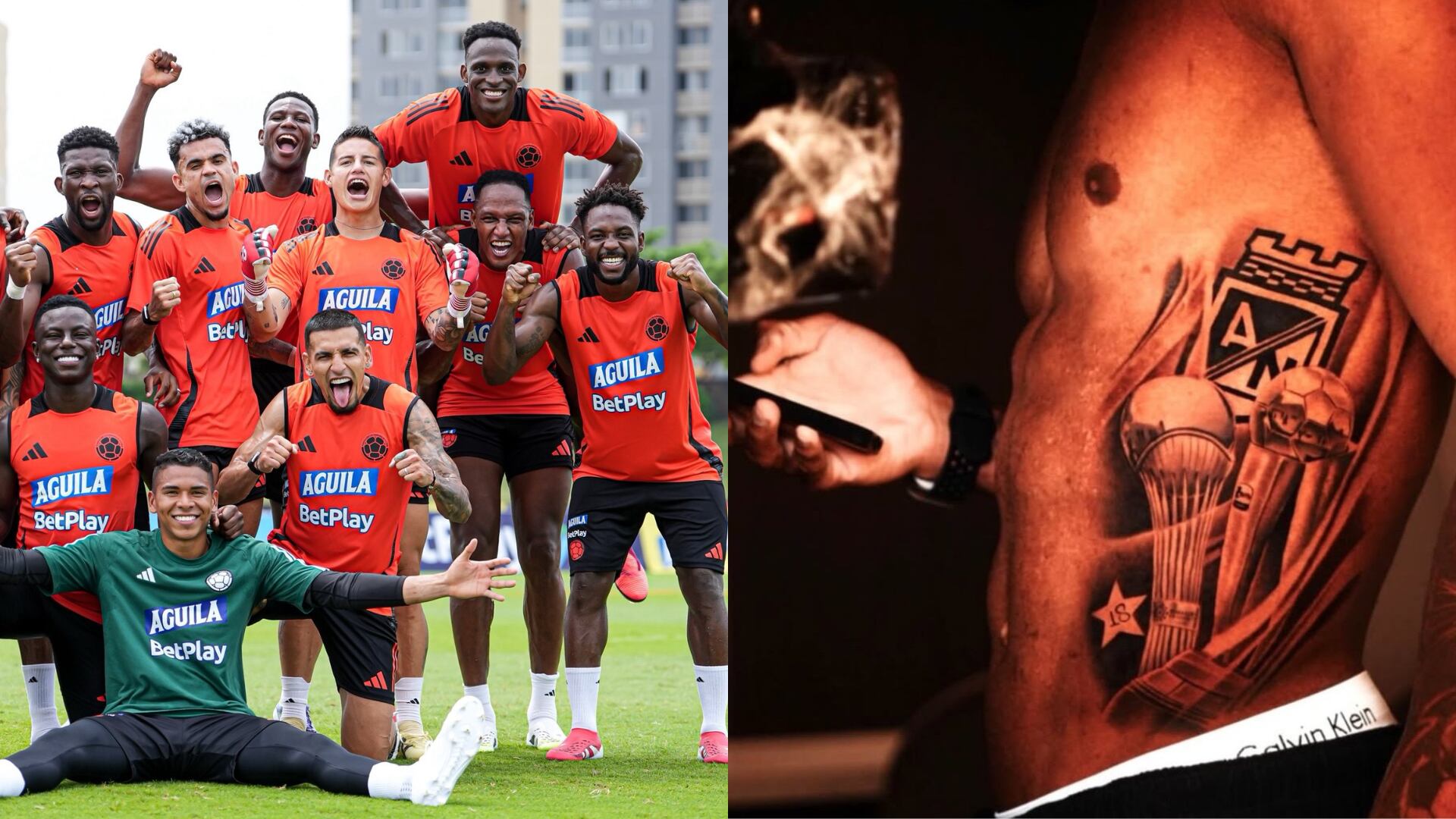 Selección Colombia y Tatuaje de jugador - Fotos: Redes sociales de la Federación y de Álvaro Angulo tomadas el 3 de octubre del 2025