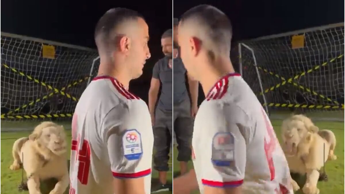 Manolas sufrió descomunal susto al posar junto a un león