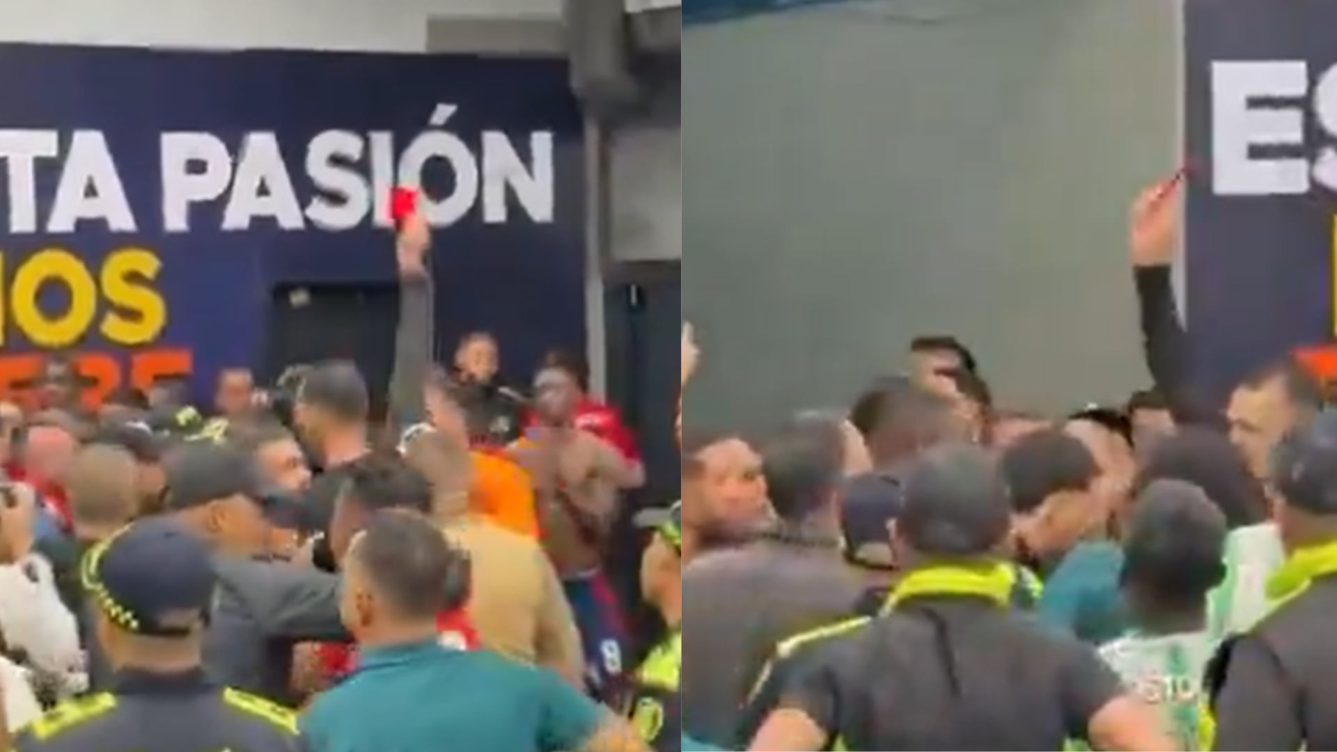 Tarjetas rojas de Roldán en el camerino - Fotos: Capturas de pantalla de un video compartido en redes sociales el 4 de diciembre del 2025