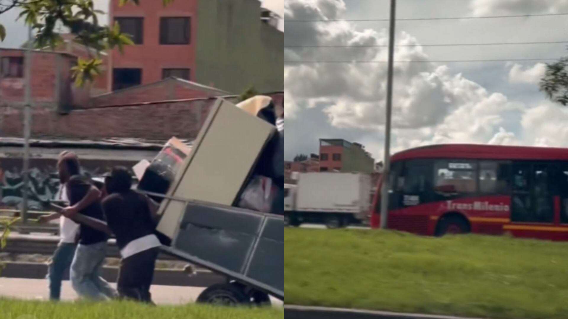 Un grupo de recicladores invadió el carril exclusivo de TransMilenio y generó monumental trancón en la NQS