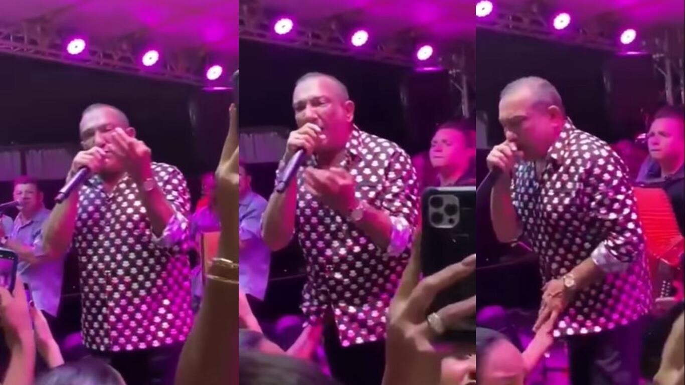 A Beto Zabaleta le tocó seguir cantando pese al momento incómodo en el que su rostro era de total molestia.