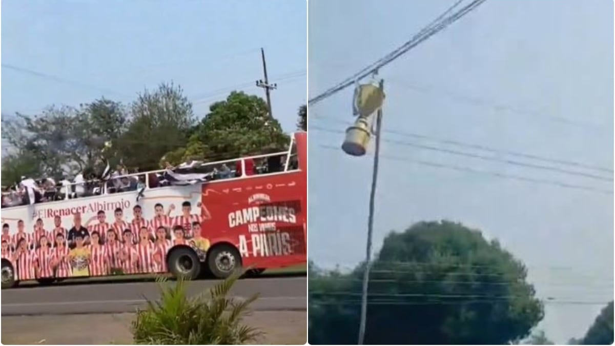Libertad de Pirayú sufrió accidente con cables de luz que los dejó con el trofeo en chispas