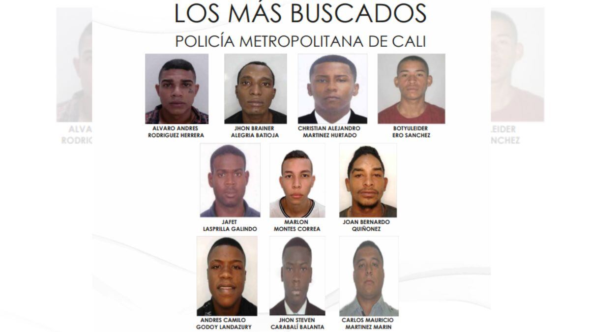 Este es el cartel de los 10 más buscados en Cali.