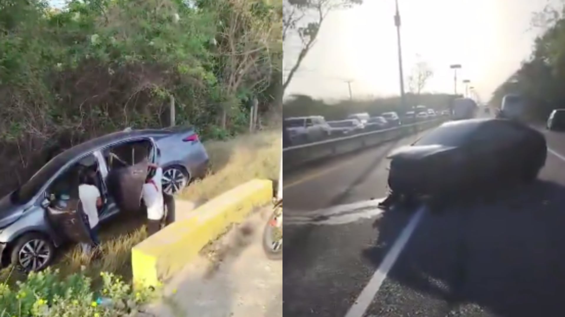 Triple choque en la vía a Puerto Colombia: Movilidad colapsada por fuerte accidente