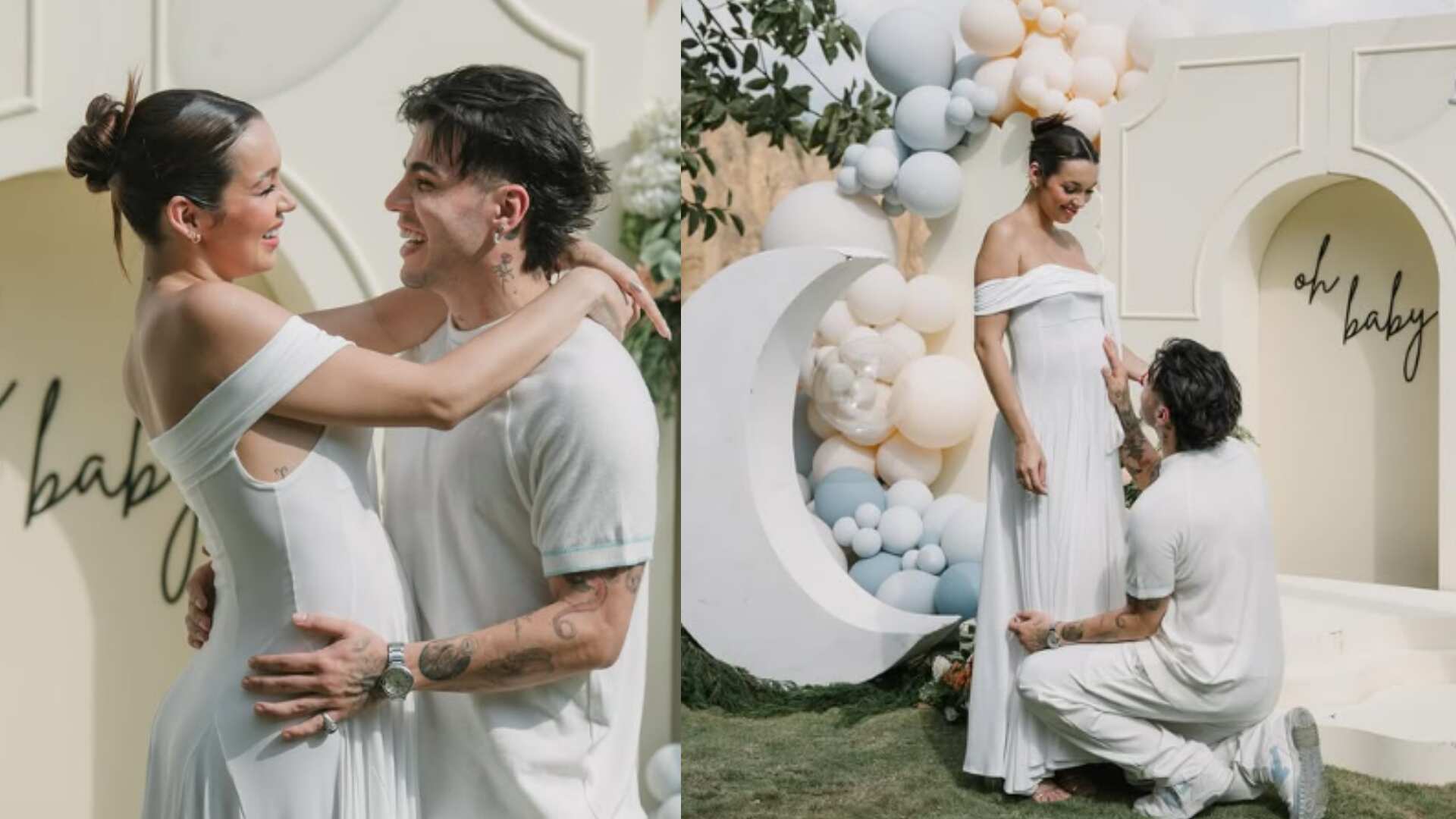 Sebastián Villalobos y Camila Santamaría con su bebé