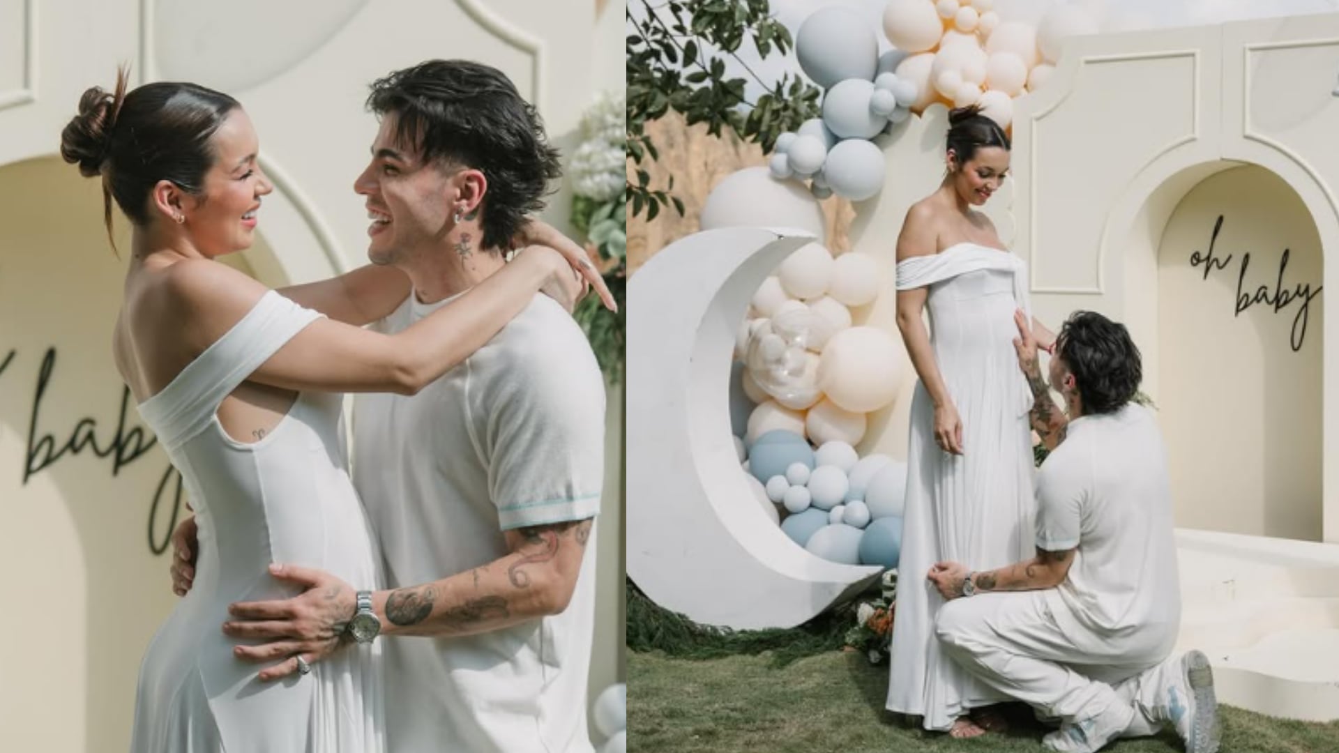 Sebastián Villalobos y Camila Santamaría con su bebé