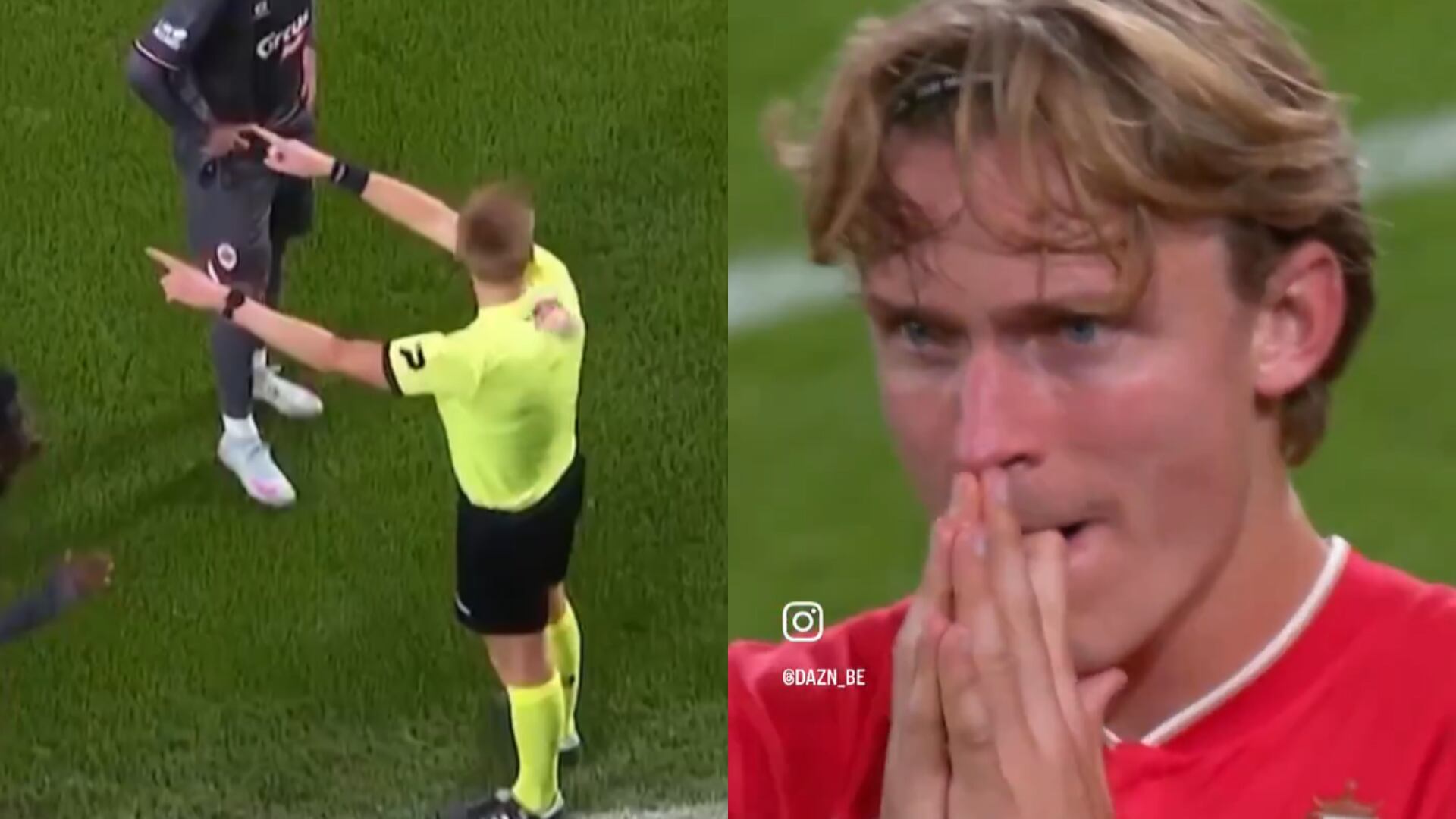 Agreden a árbitro en Bélgica - Fotos: Capturas de pantalla de la transmisión de DAZN tomadas el 18 de octubre del 2025