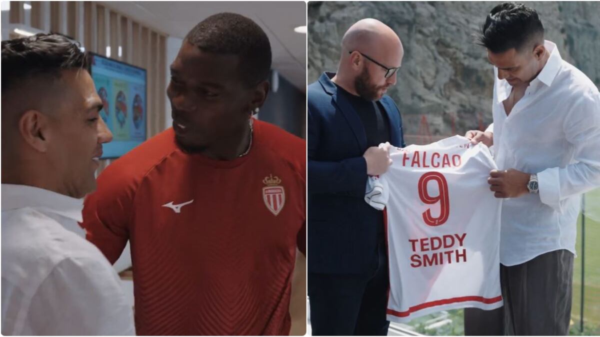 Falcao volvió a Mónaco, tras muchos años, y Pogba fue el primero en recibirlo con curioso mensaje