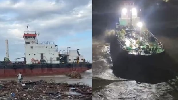 Foto impactantes imágenes: barco es arrastrado por el oleaje y queda varado en Santa Marta.