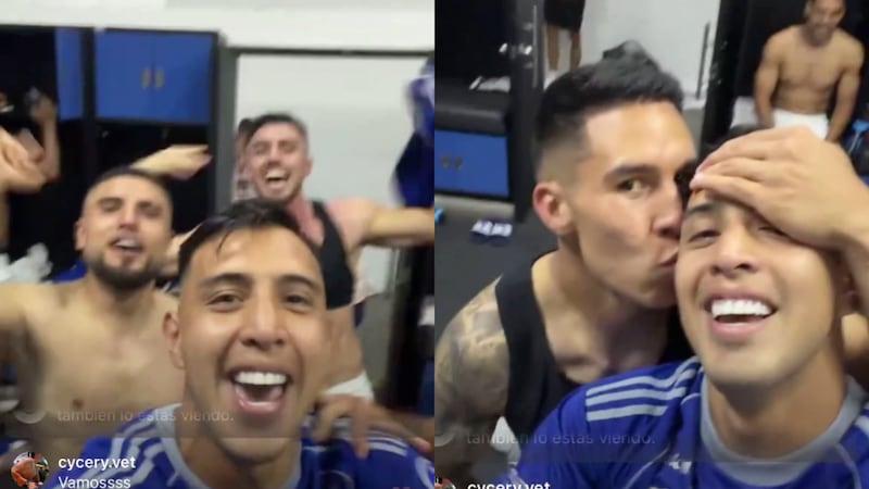 A punta de picos: Compañeros de Millonarios celebraron con Rodrigo Contreras su doblete ante Atlético Nacional