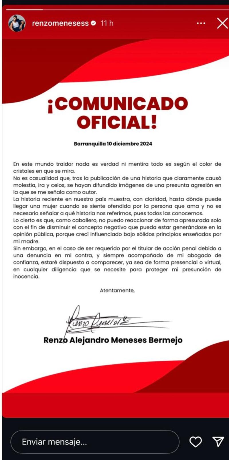 Renzo del Desafío XX respondió a las acusaciones de violencia de Anamar