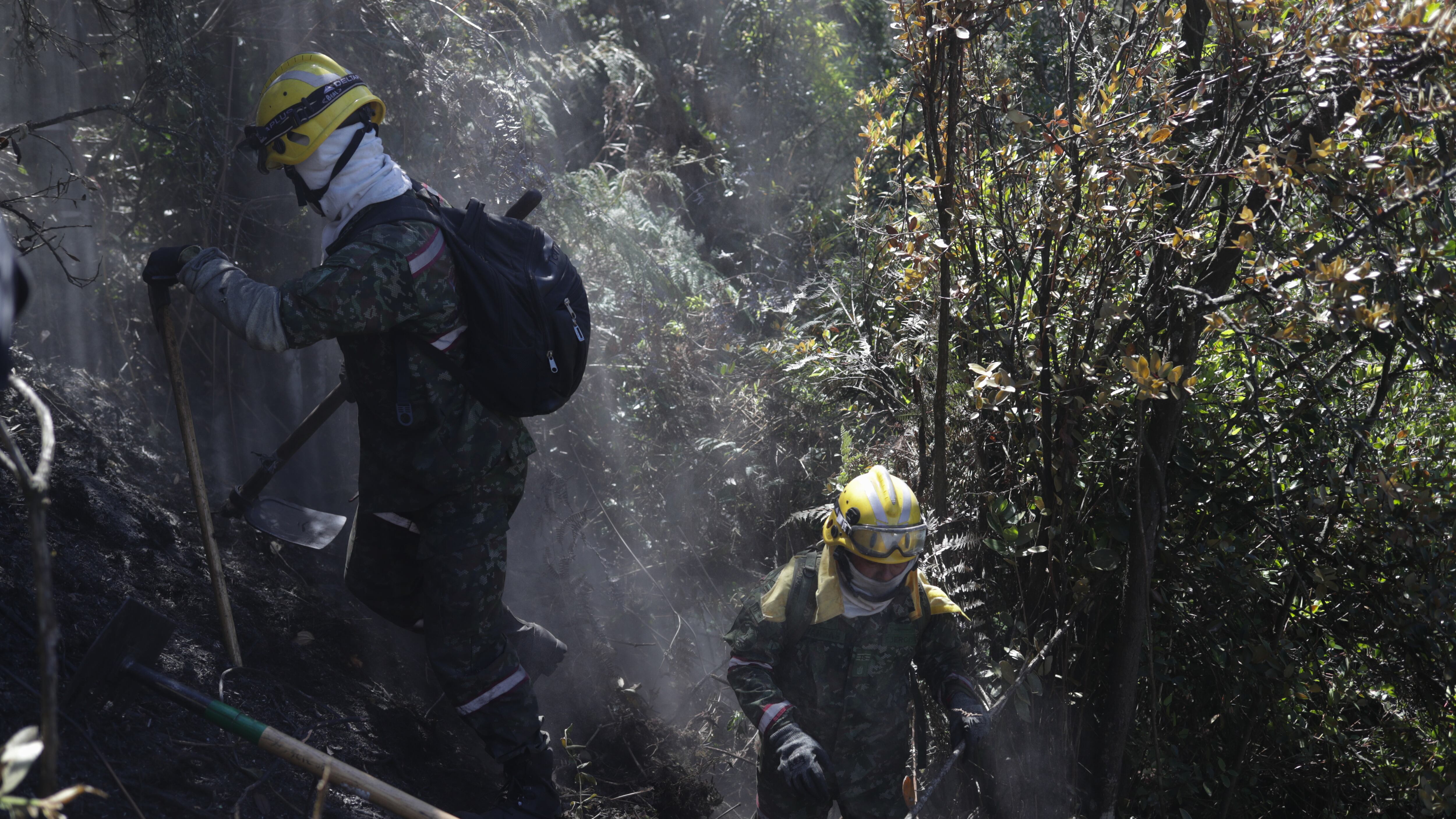 Incendio en los cerros orientales de Bogotá