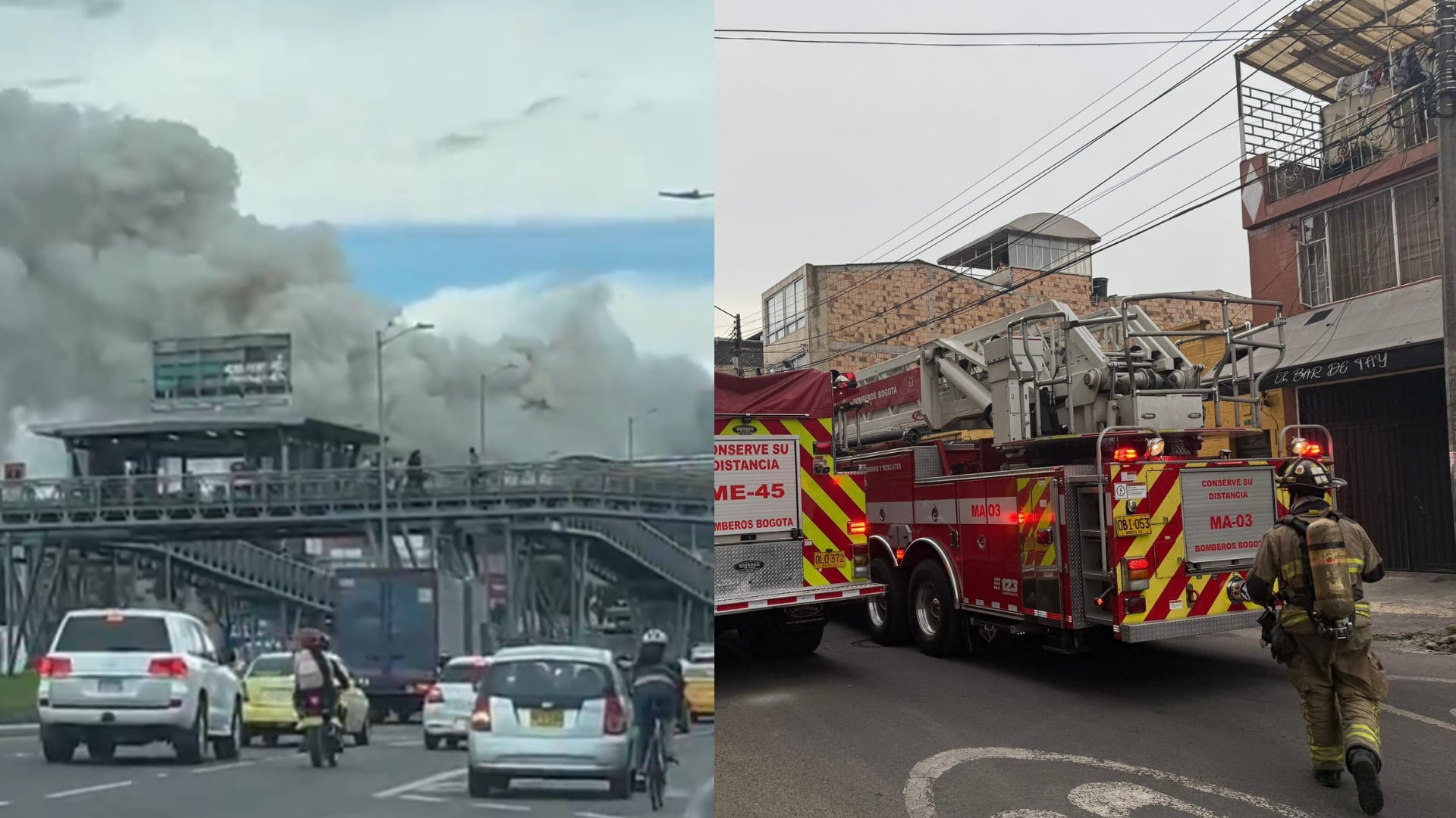 Incendio estructural en Bogotá.