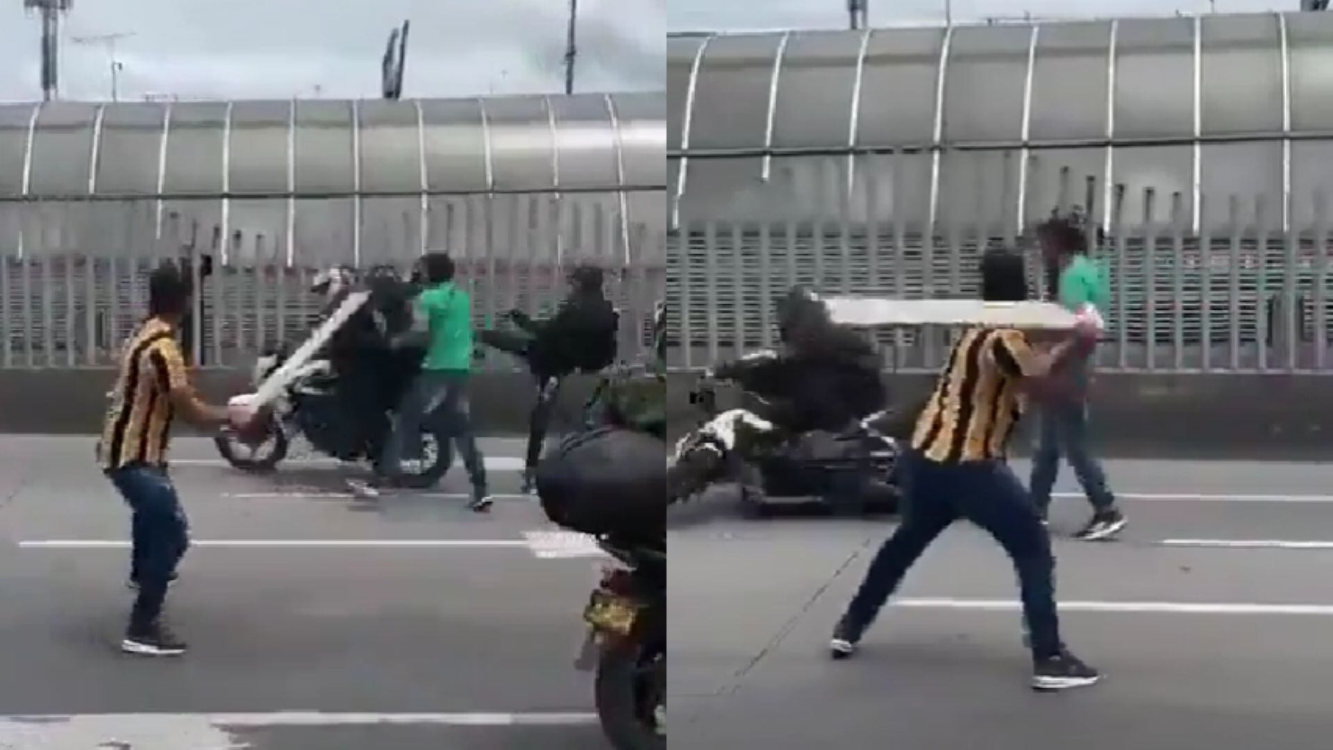 Motociclistas fueron agredidos por vendedores ambulantes