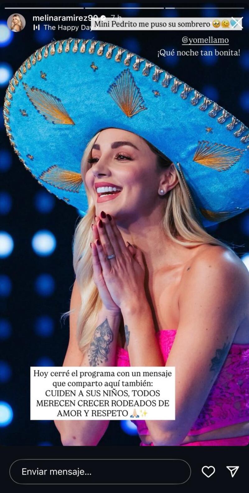 Melina Ramírez Yo me llamo dedicó mensaje a los padres de familia.