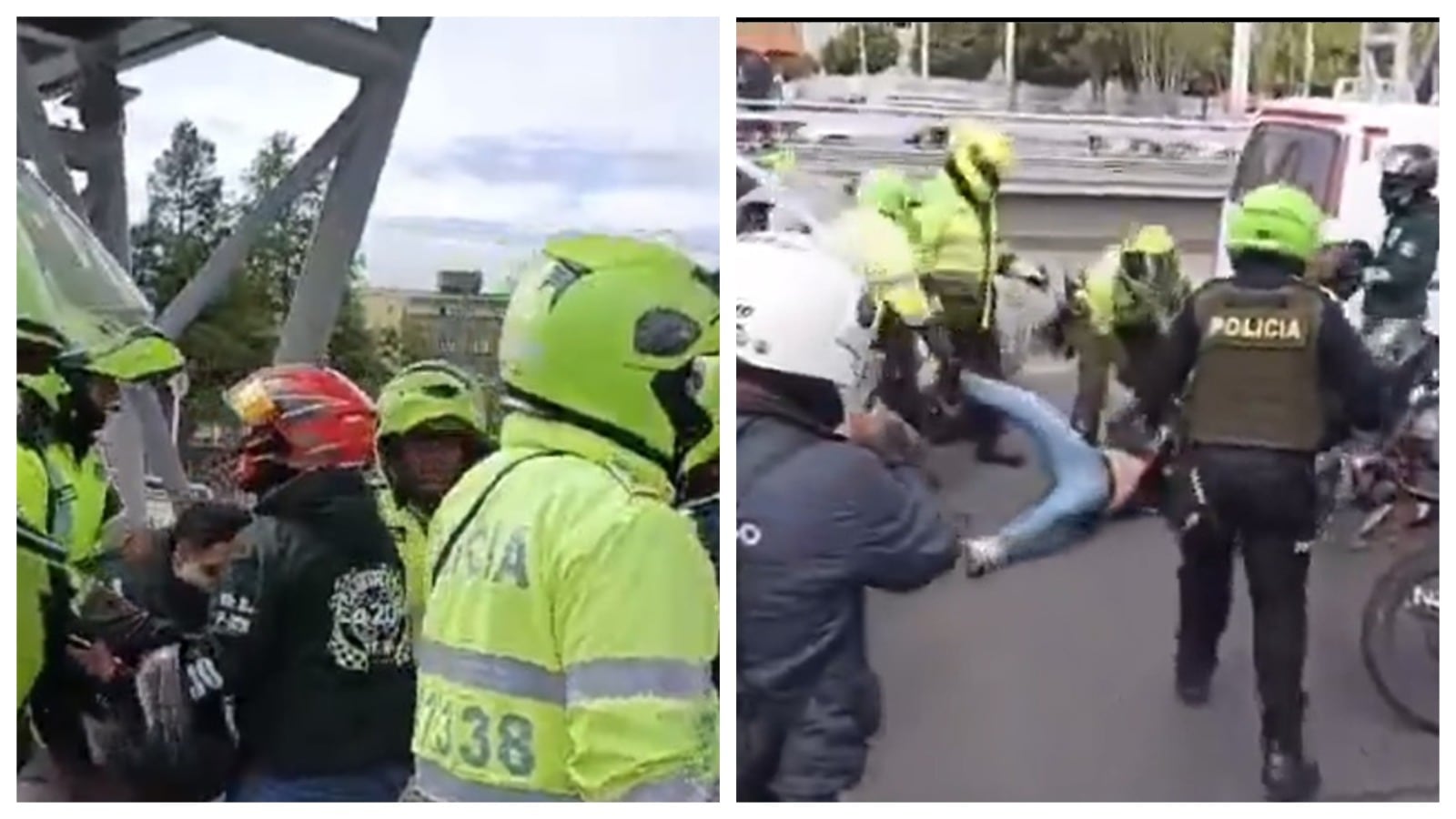 Ponle 'Enfrentamiento moteros y Policía' (Captura de redes sociales)