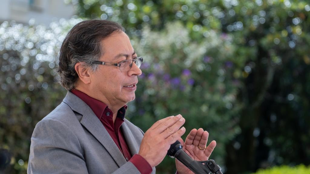 El presidente Gustavo Petro durante una rueda de prensa.