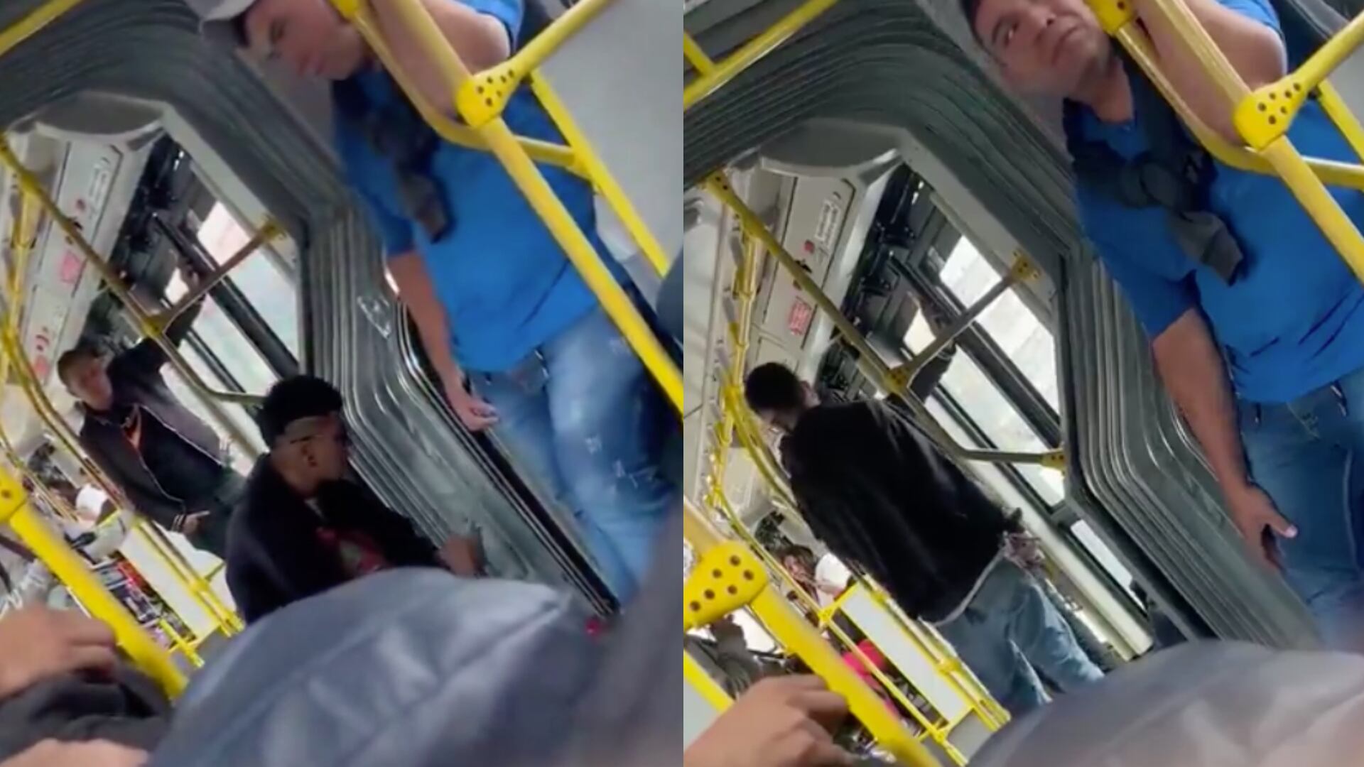 Joven roba extintores en bus de TransMilenio.