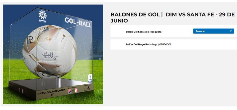 Pusieron a la venta balones y objetos de final del FPC: el del gol de Rodallega se fue en 15 millones