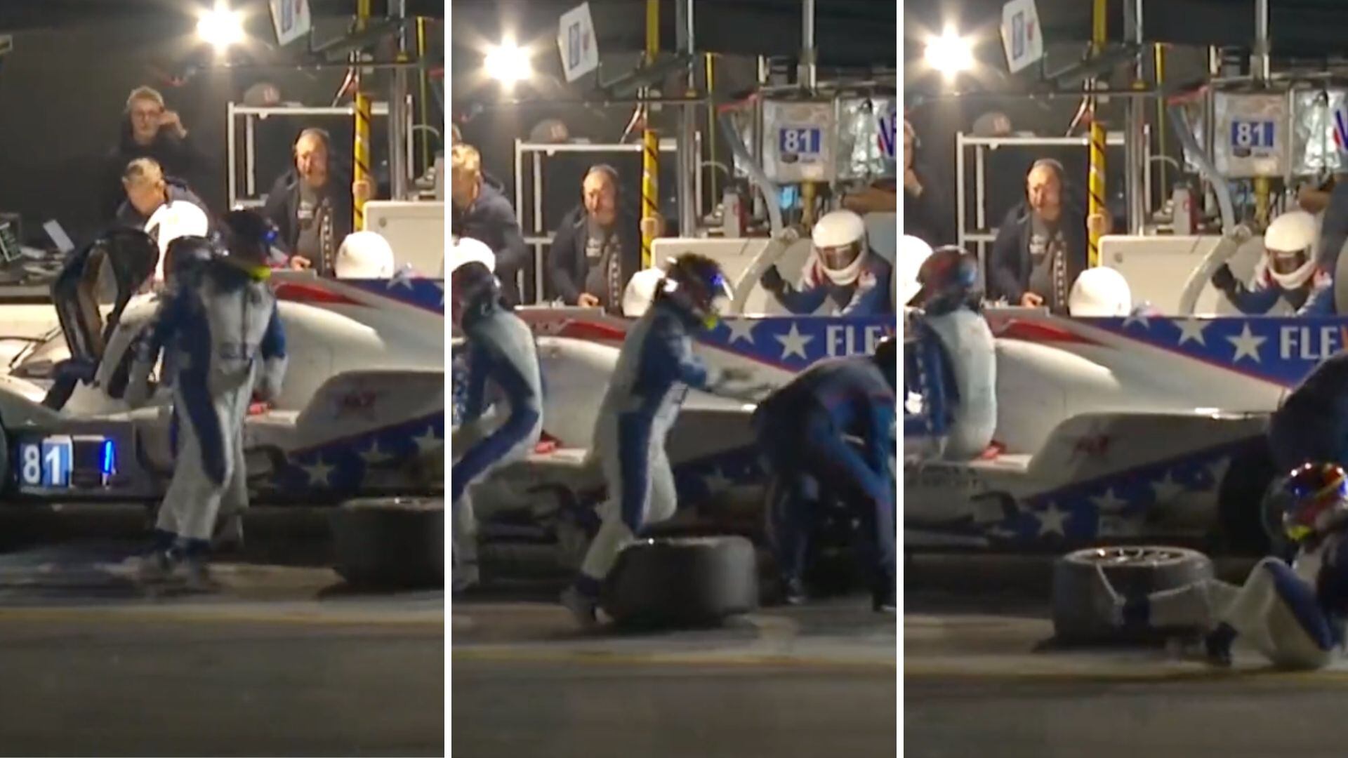 Juan Pablo Montoya sufrió una curiosa caída el pasado fin de semana.