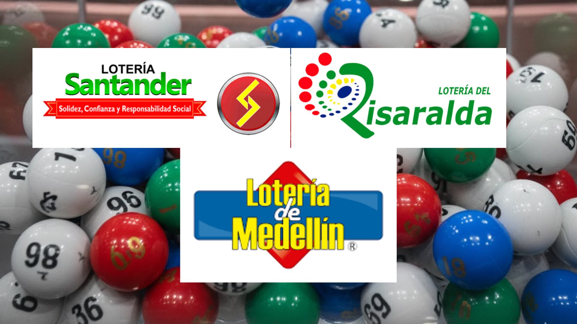 Lotería de Santander, Medellín y Risaralda - Fotos: Balotas creadas con IA, logos oficiales de las loterías extraídas de sus redes sociales y tomadas el 24 de octubre del 2025