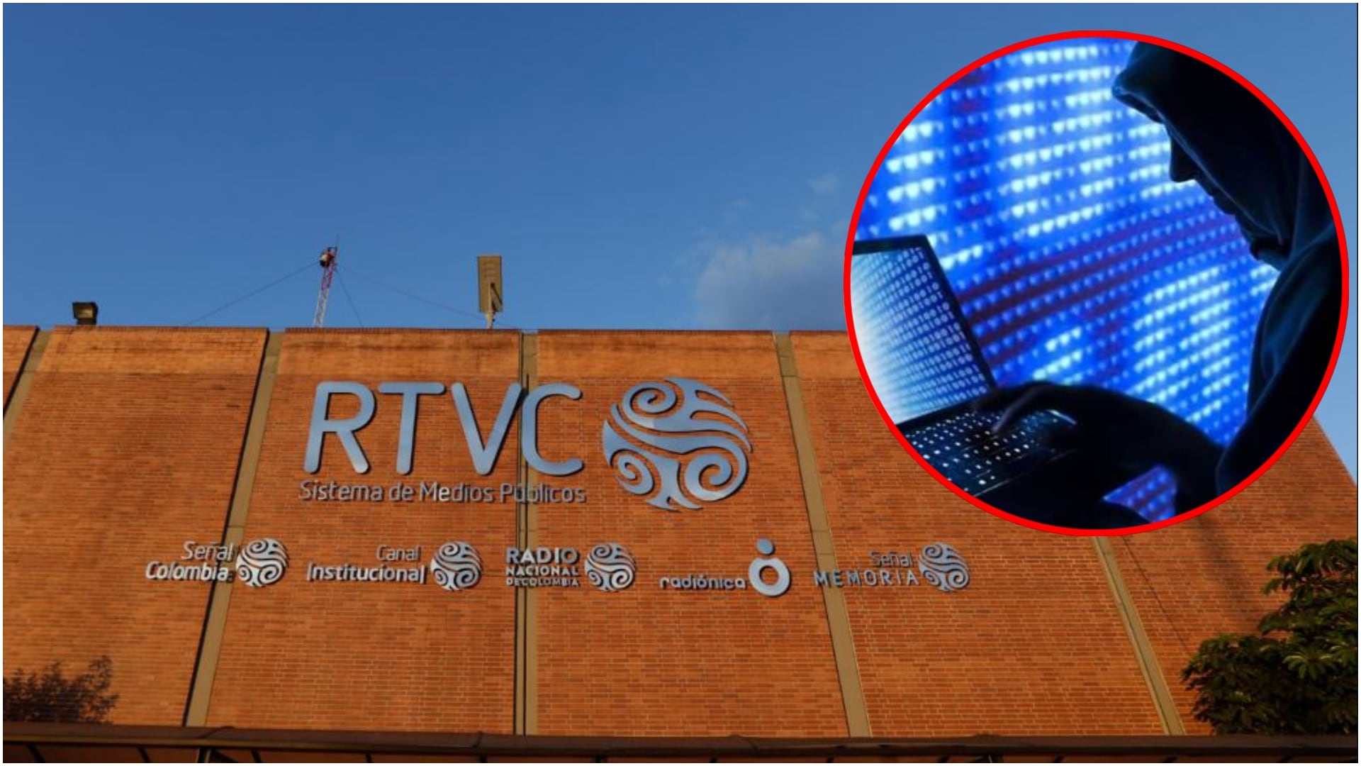 RTVC denunció que hackearon su cuenta de X y se sumó a la lista de medios que han sufrido ciberataques (Fachada de RTV, tomada de RTV y imagen de archivo sobre Hackers)