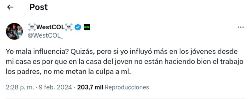 Westcol desde sus redes sociales