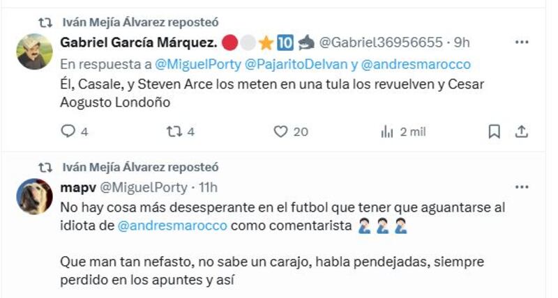 Hasta Iván Mejía hizo eco de quienes le dan palo a Andrés Marocco en la transmisión de ESPN