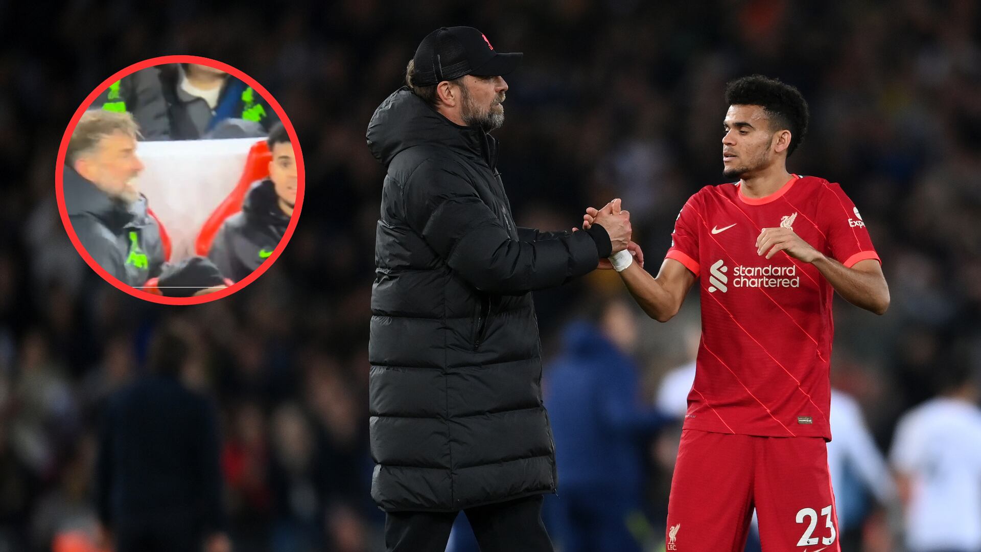 Luis Díaz burlándose de Jürgen Klopp