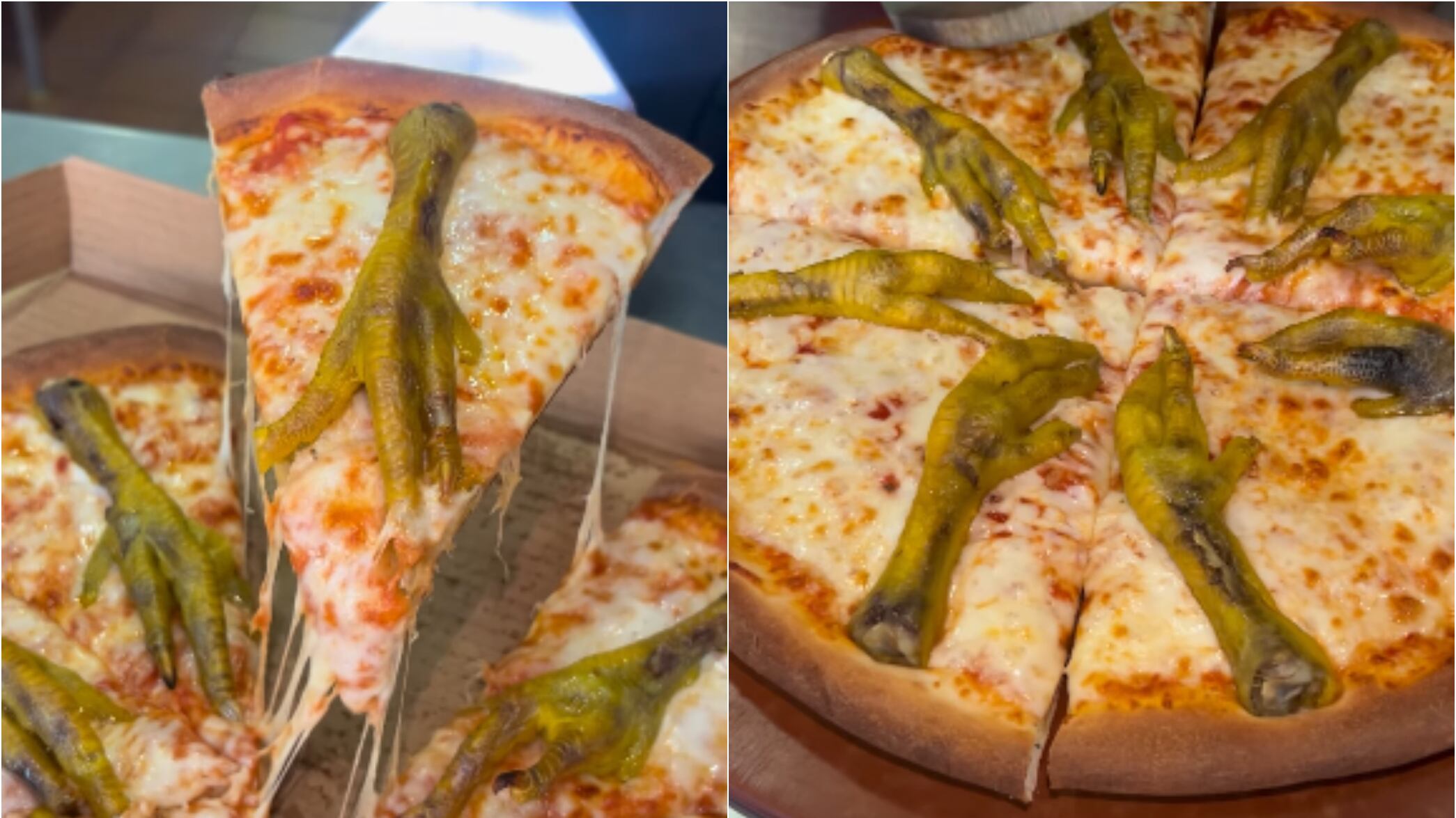 Pizza con patas de gallina criolla