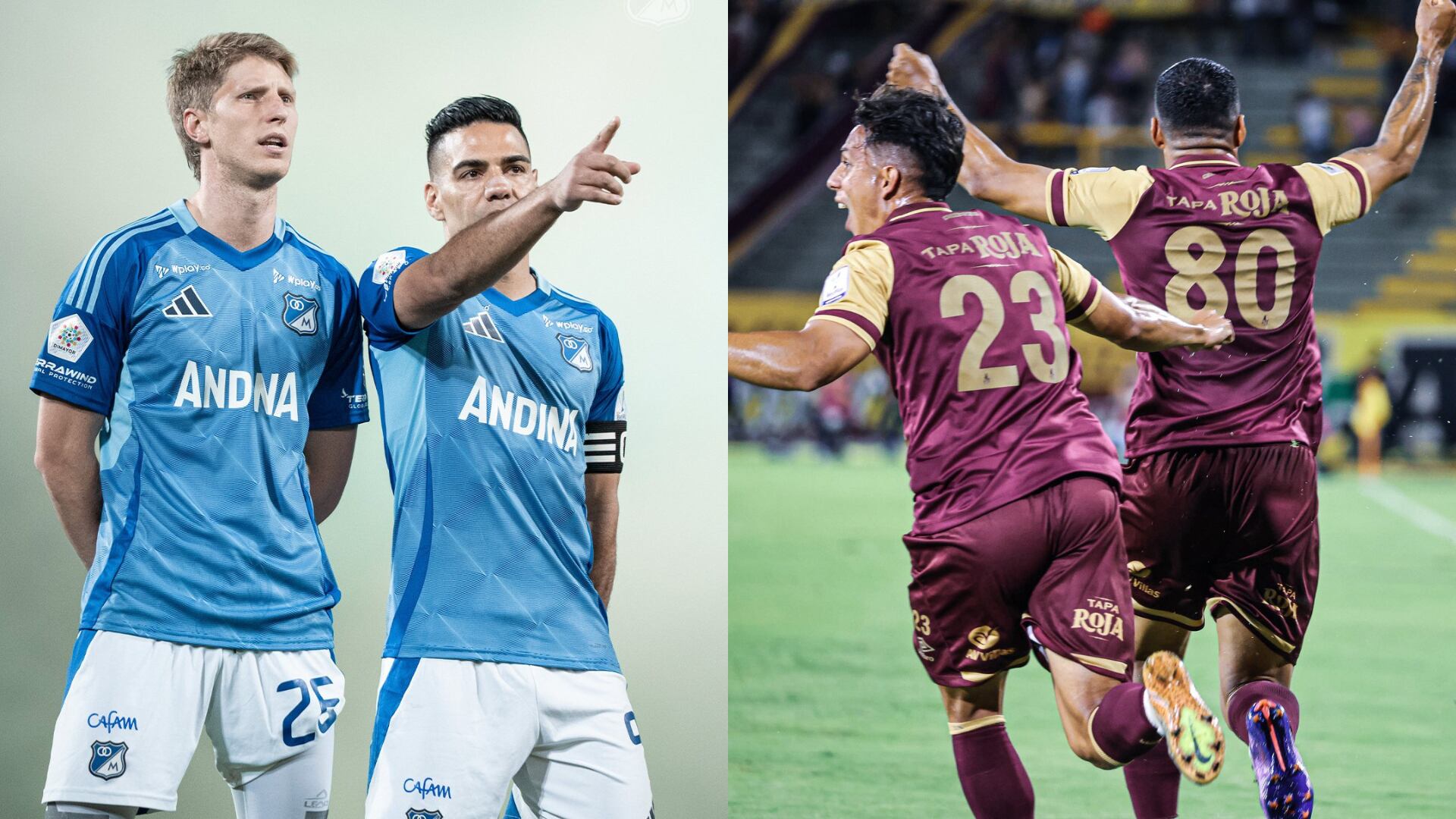Millonarios y Deportes Tolima - Fotos: Redes sociales de los equipos