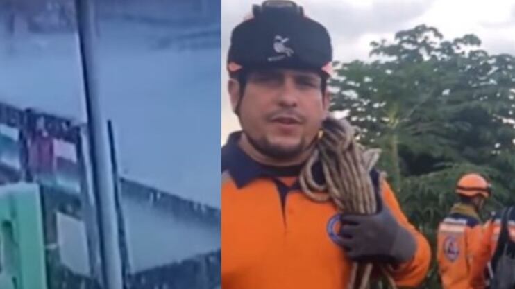 Dramático momento en que niño es arrastrado por un arroyo en Barranquilla.