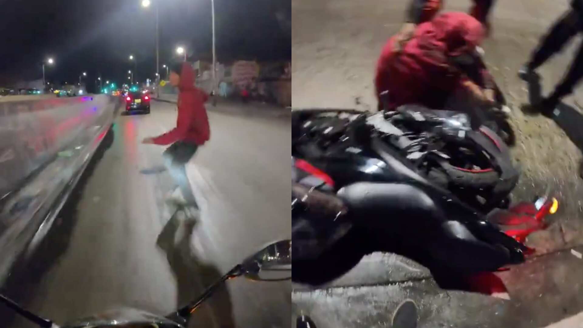 Intento de robo a motociclista por parte de habitante de calle.