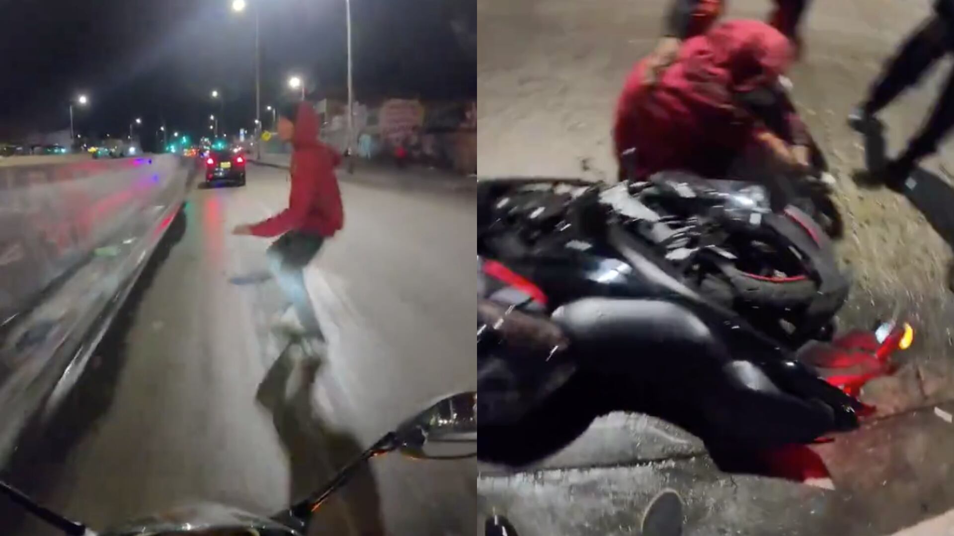 Intento de robo a motociclista por parte de habitante de calle.