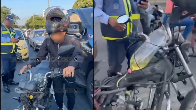 Con una botella como tanque: moto es inmovilizada en Cali por “tanque” improvisado