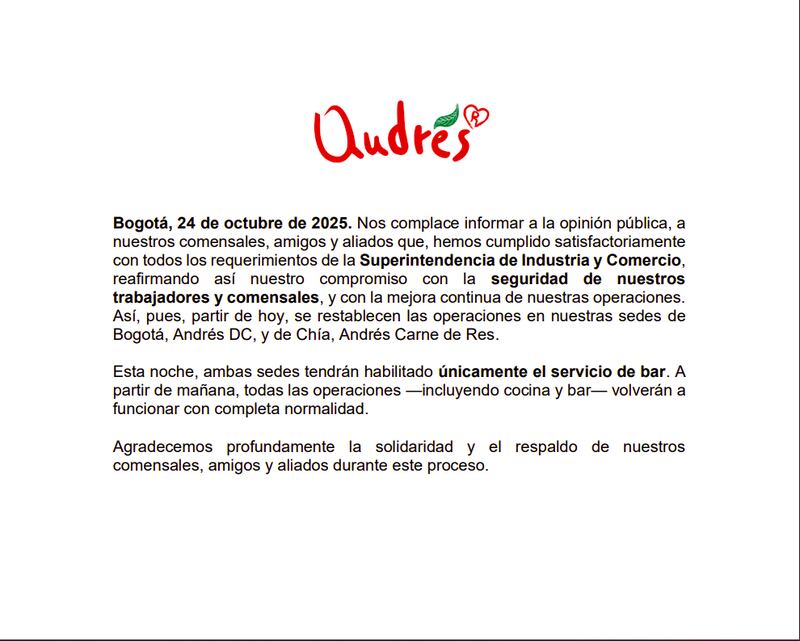Comunicado de Andrés Carne de Res