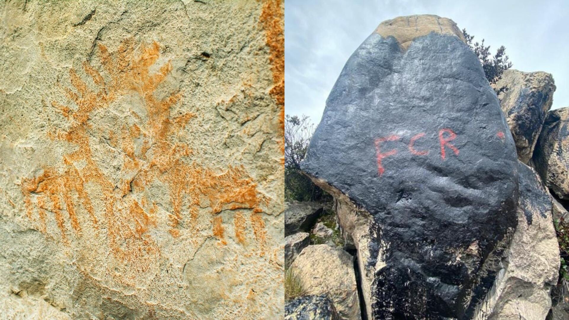 Autoridades informaron que la pintura de arte rupestre llamado el “Sol Varón”, fue bandalizada por 'Tierreros'.