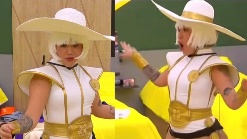 Vestido de Yina Calderón vino con sombrero y la comparan con un Power Ranger