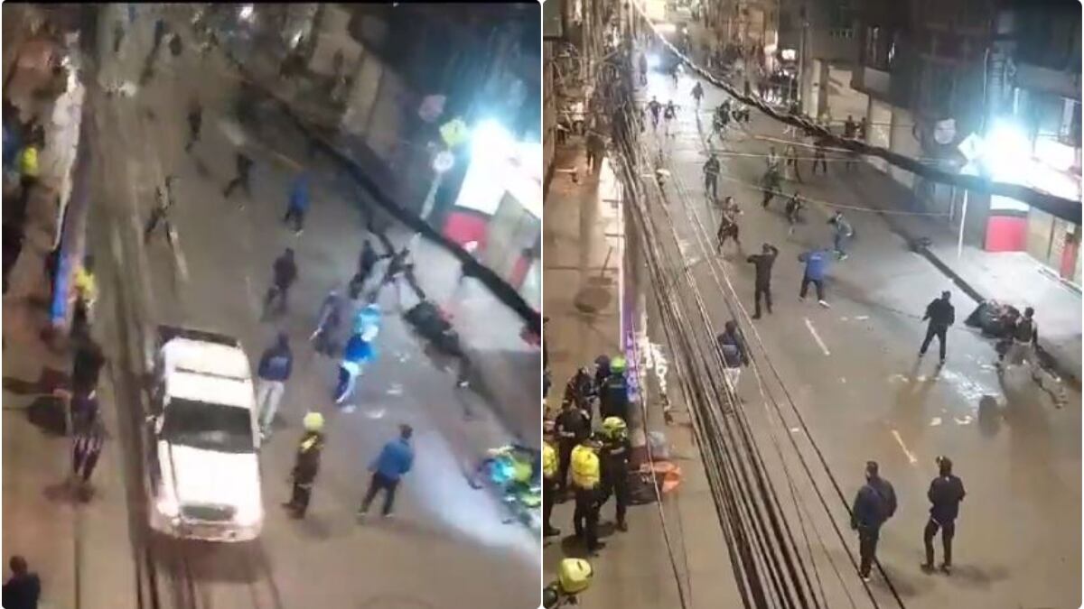 A machete, cuchillo y botella se agarraron hinchas de Millonarios y Nacional en Bogotá
