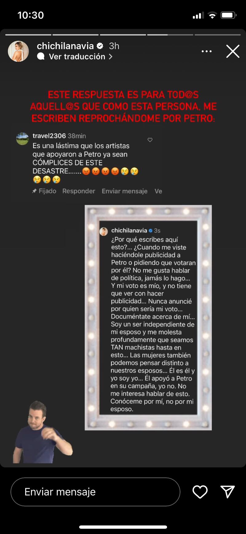 Chichila Navia aclaró que no apoyó la candidatura de Gustavo Petro