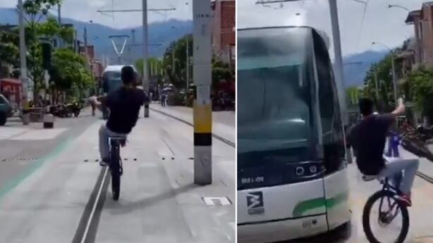 Joven pone en peligro el Tranvía de Medellín