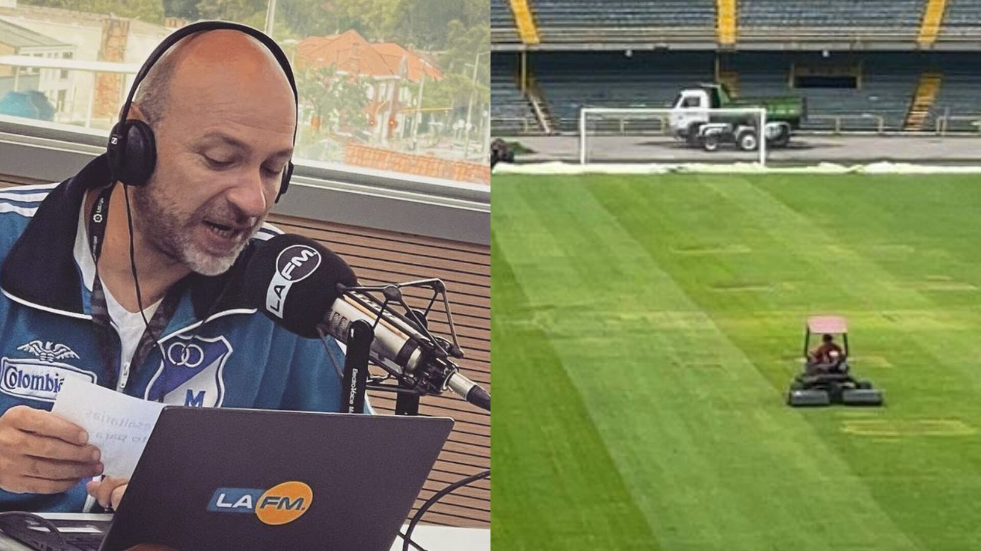 Nicolás Samper y la cancha del Campín - Fotos: Redes sociales