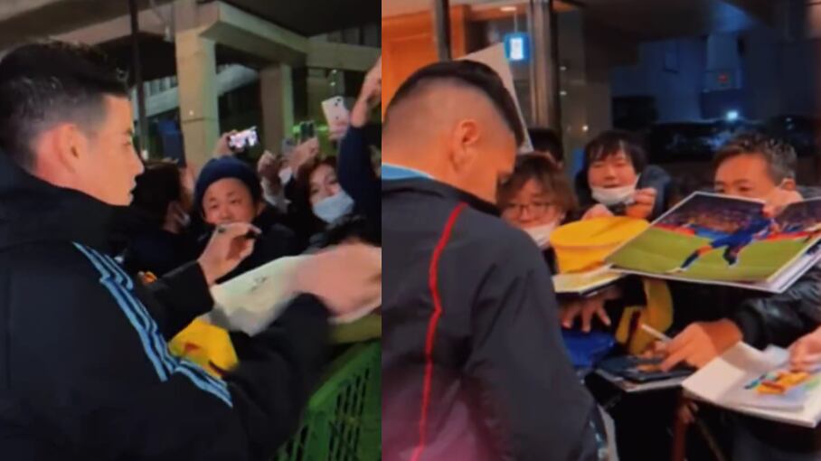 James Rodríguez y Radamel Falcao en autógrafos a hinchas japoneses
