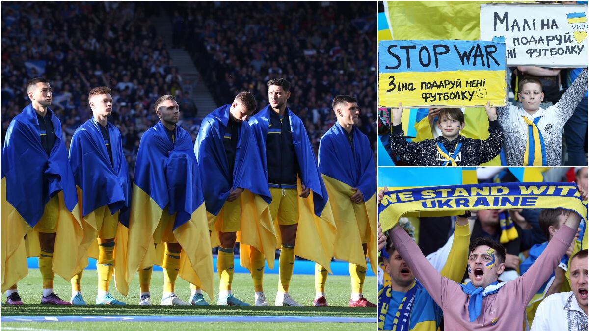 Hasta sus rivales cantaron al unísono el himno de Ucrania en repudio a la guerra