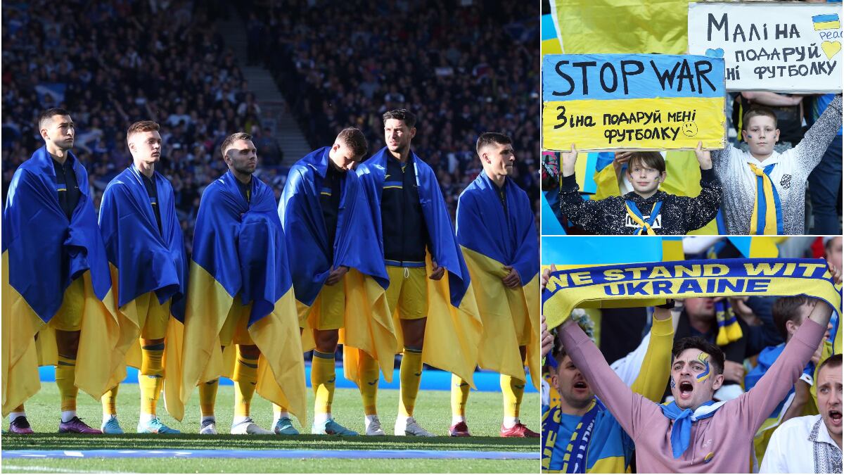 Hasta sus rivales cantaron al unísono el himno de Ucrania en repudio a la guerra